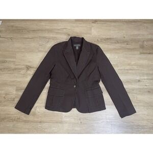 Banana Republic Womens Sz 12 Chocolate Brown Cotton Blend Blazer button